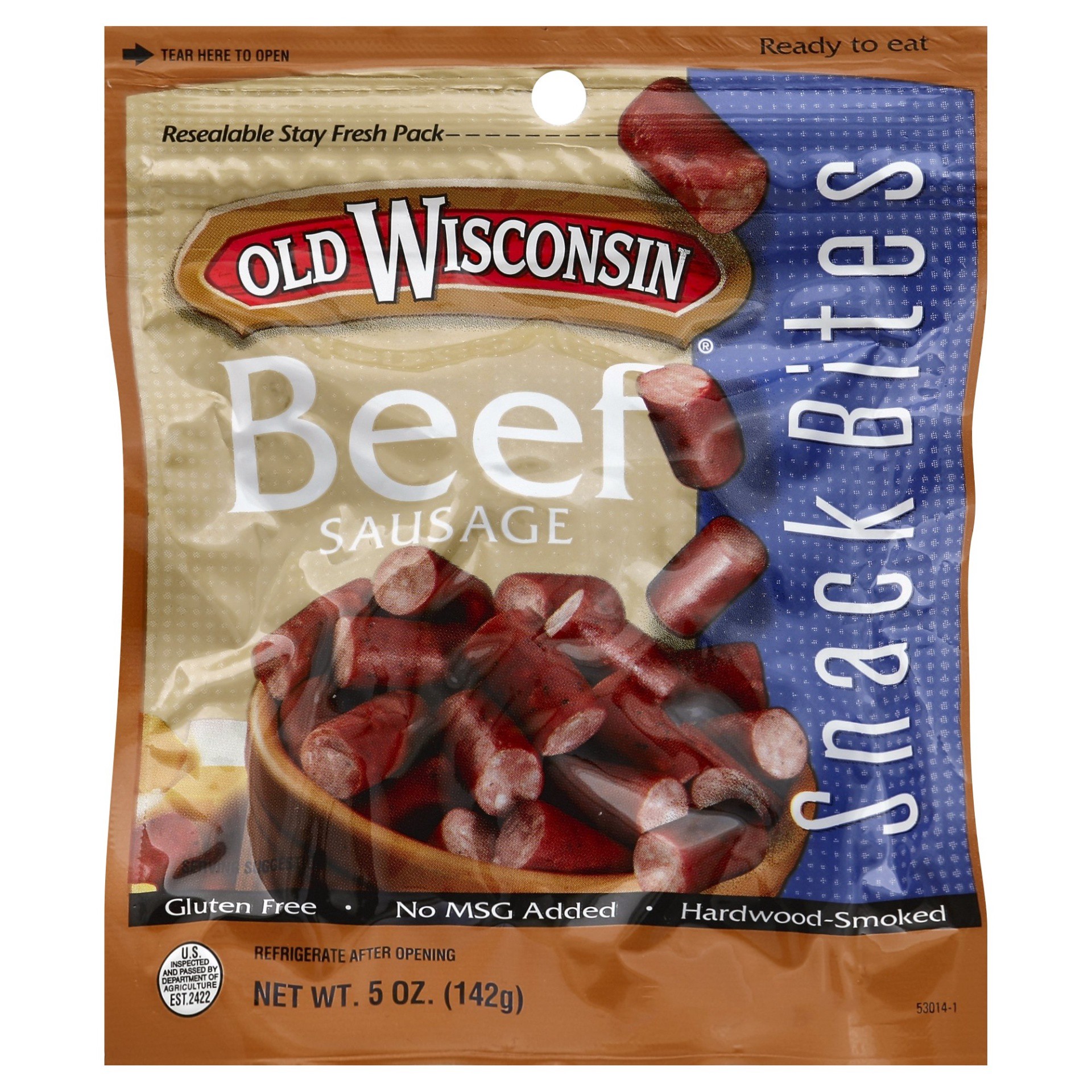 slide 1 of 7, Old Wisconsin Beef Sausage Snack Bites 5 oz. Pouch, 5 oz