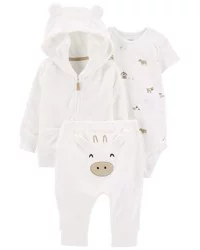 Carter's Carters Baby 3-Piece Terry Little Cardigan Set White NB