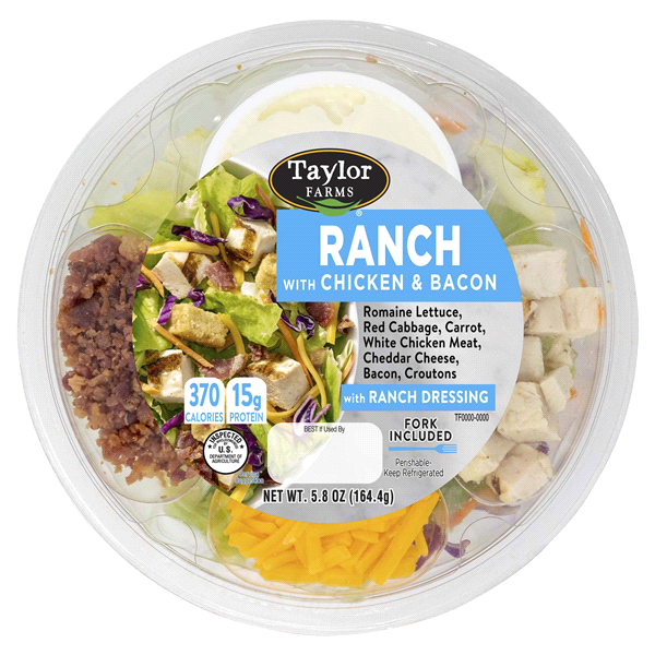 slide 1 of 1, Taylor Farms Ranch with Chicken & Bacon Salad Bowl, 5.8 oz