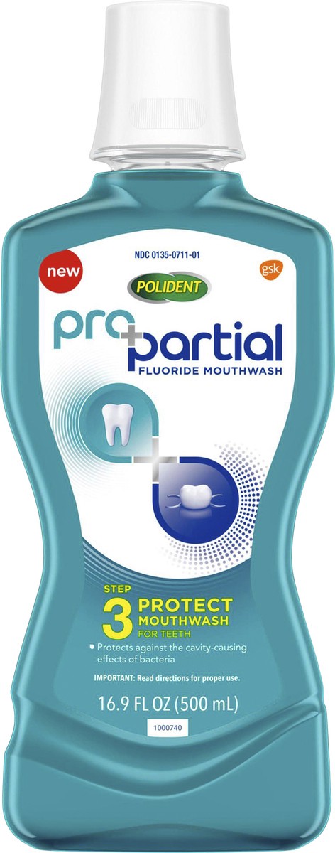 slide 3 of 9, Polident ProPartial Step 3 Protect Fluoride Mouthwash 16.9 oz, 16.9 fl oz