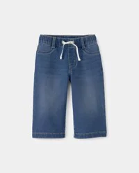 Oshkosh Baby Girl Drawstring Wide-Leg Jeans - Dark Wash Blue 12M