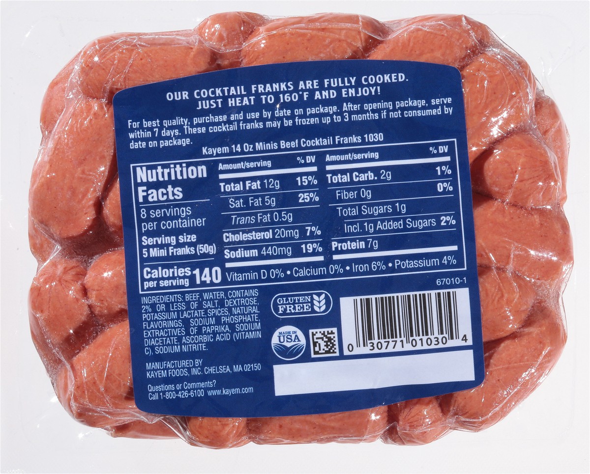 slide 10 of 15, Kayem Beef Cocktail Franks Minis 14 oz, 14 oz
