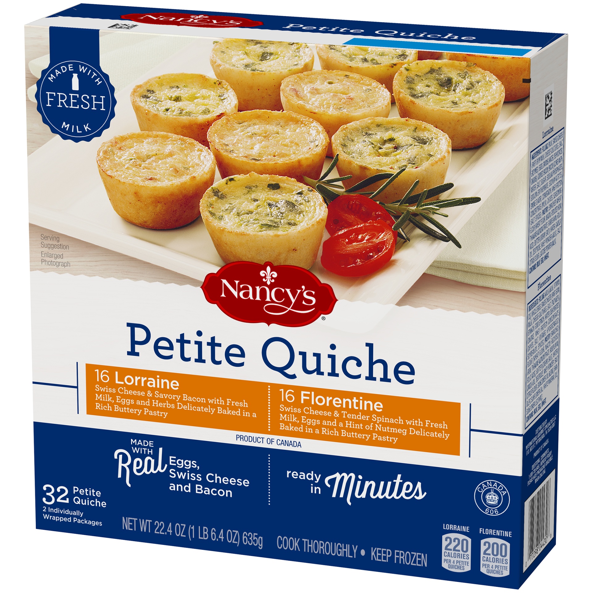 Nancy's Lorraine & Florentine Petite Quiche Variety Pack 32 Count Box