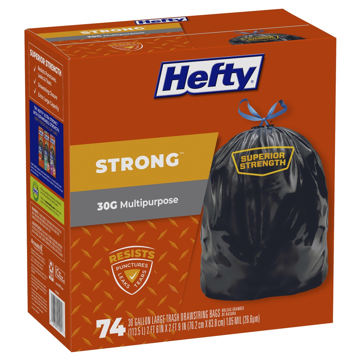 slide 5 of 9, Hefty Large Multipurpose 30G Strong Drawstring Bags Super Mega Pack 74 ea, 74 ct