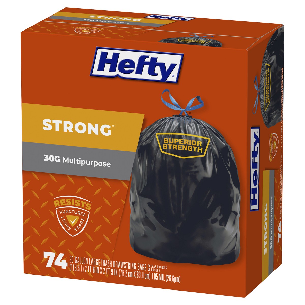 slide 4 of 9, Hefty Large Multipurpose 30G Strong Drawstring Bags Super Mega Pack 74 ea, 74 ct
