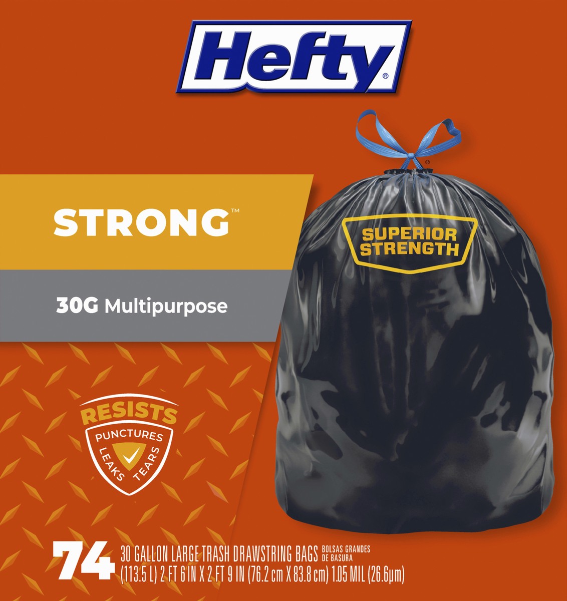 slide 3 of 9, Hefty Large Multipurpose 30G Strong Drawstring Bags Super Mega Pack 74 ea, 74 ct