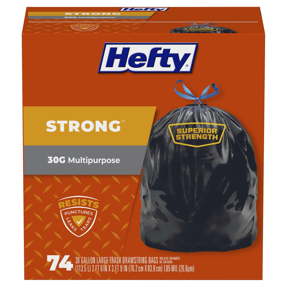 slide 2 of 9, Hefty Large Multipurpose 30G Strong Drawstring Bags Super Mega Pack 74 ea, 74 ct