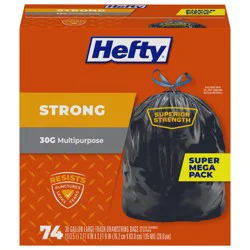 Hefty Large Multipurpose 30G Strong Drawstring Bags Super Mega Pack 74 ea