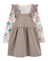 Carter's Baby 2-Piece Floral Tee & Flutter Jumper Set Brown 6M