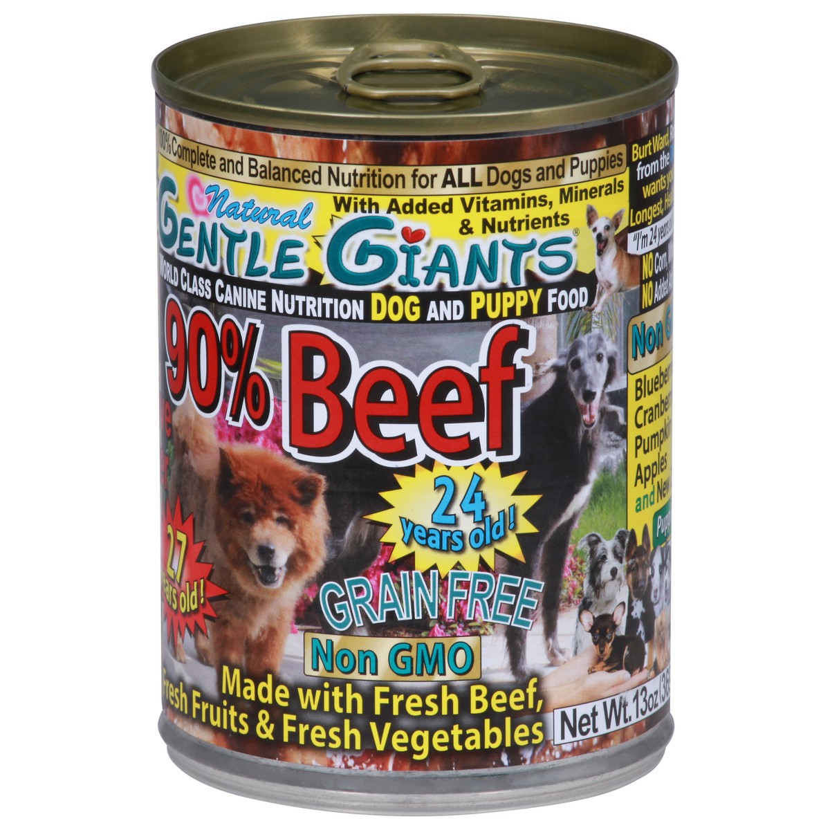 slide 3 of 10, Gentle Giants Grain Free 90% Beef Dog and Puppy Food 13 oz, 13 oz