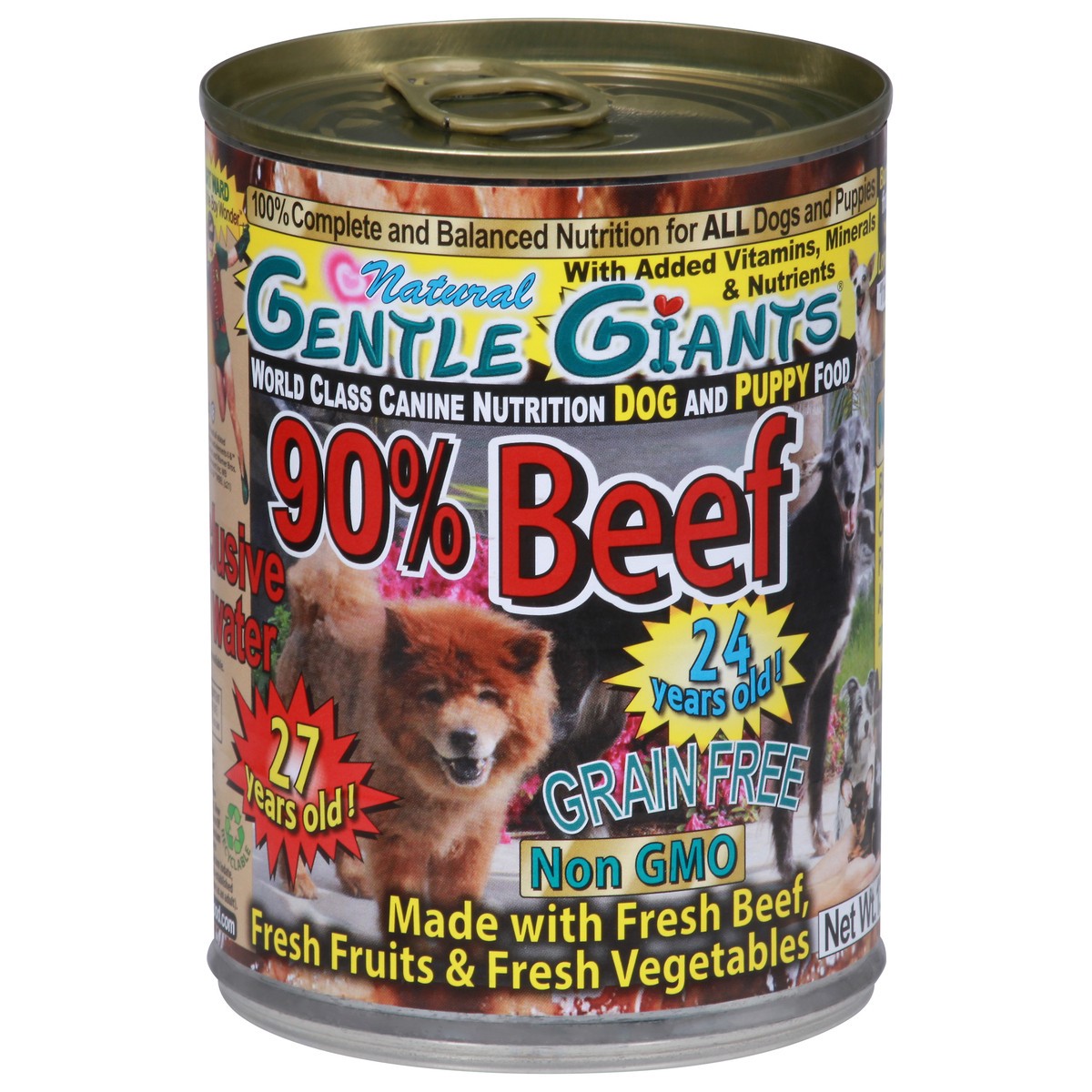 slide 1 of 10, Gentle Giants Grain Free 90% Beef Dog and Puppy Food 13 oz, 13 oz