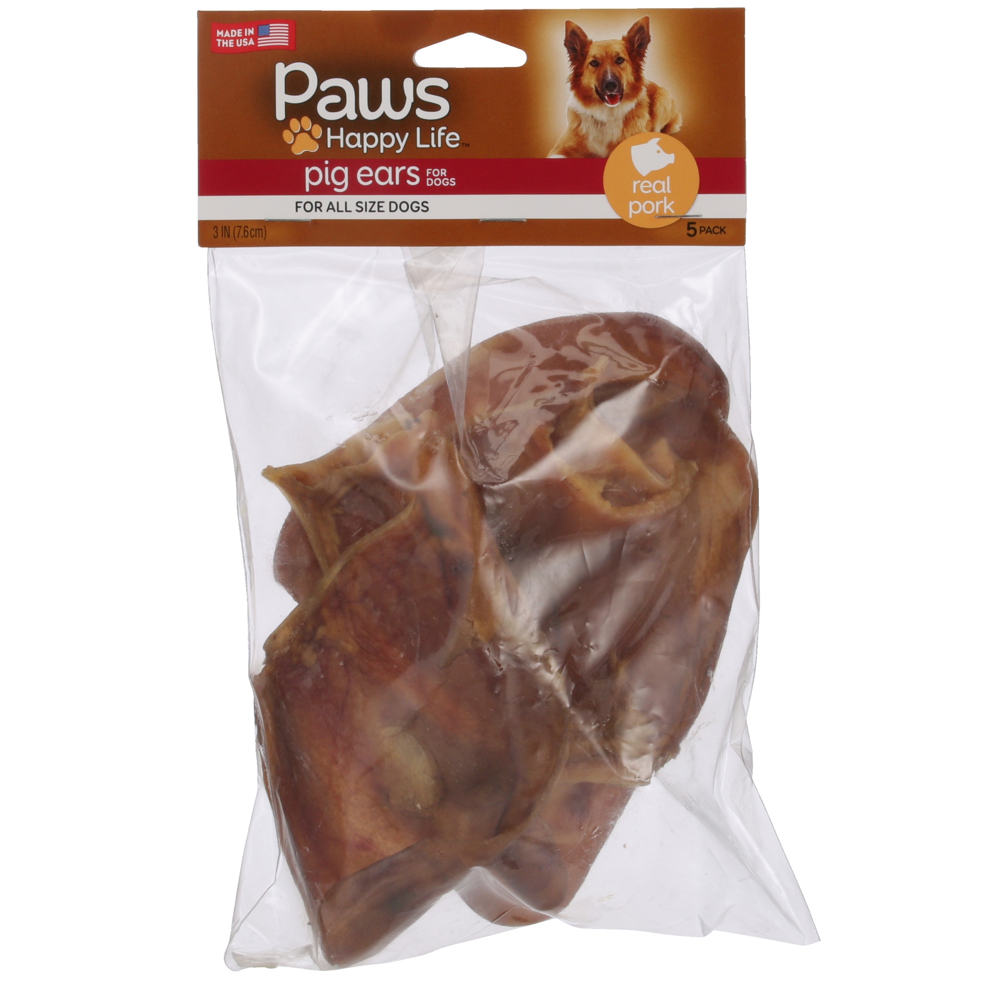 slide 1 of 6, Paws Happy Life Paws Naturals Pig Ears Dog Chews, 5 ct