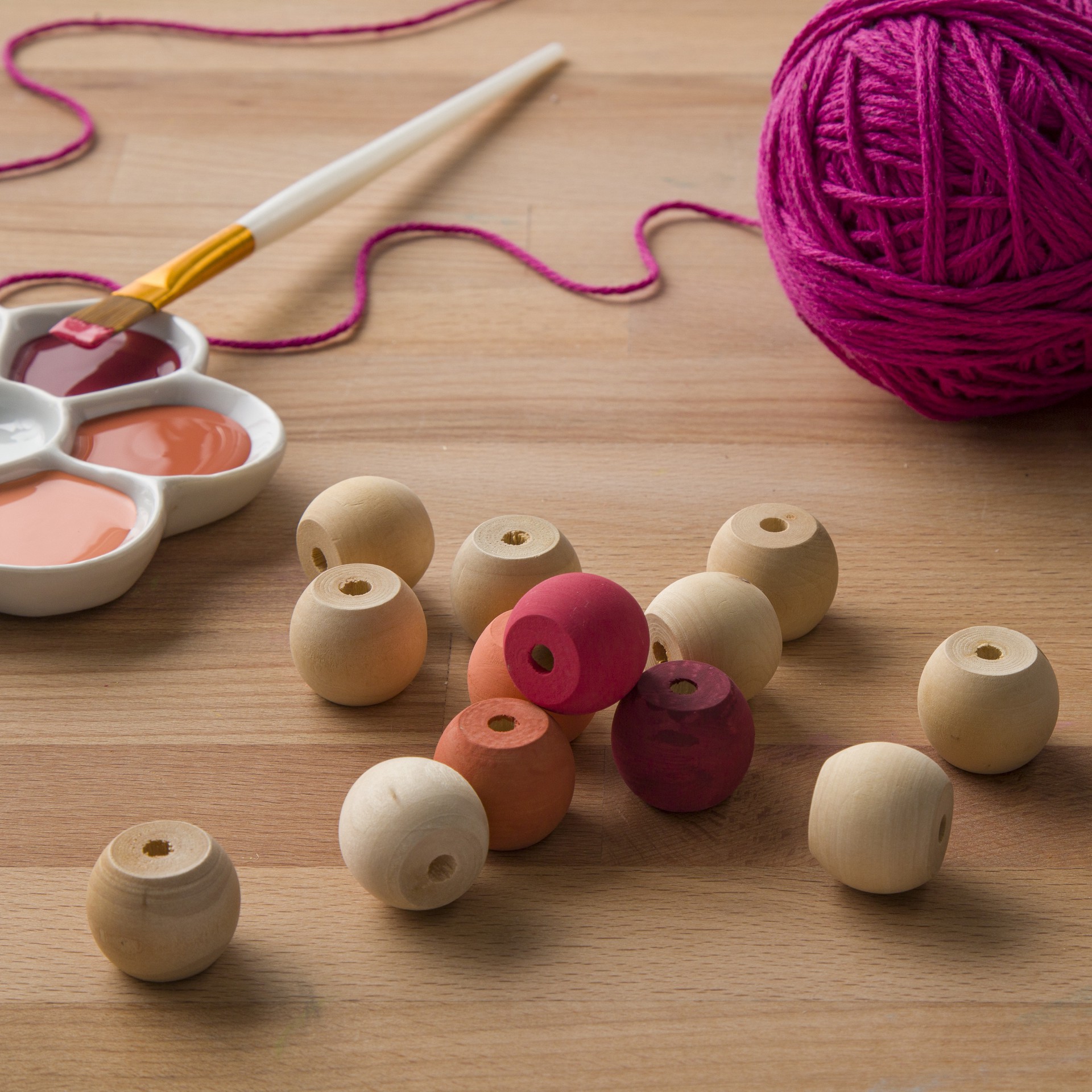 slide 2 of 2, 1" Round Wood Beads, 18ct. By Make Market, 18 ct