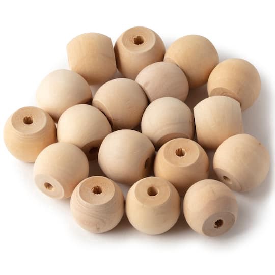 slide 1 of 2, 1" Round Wood Beads, 18ct. By Make Market, 18 ct