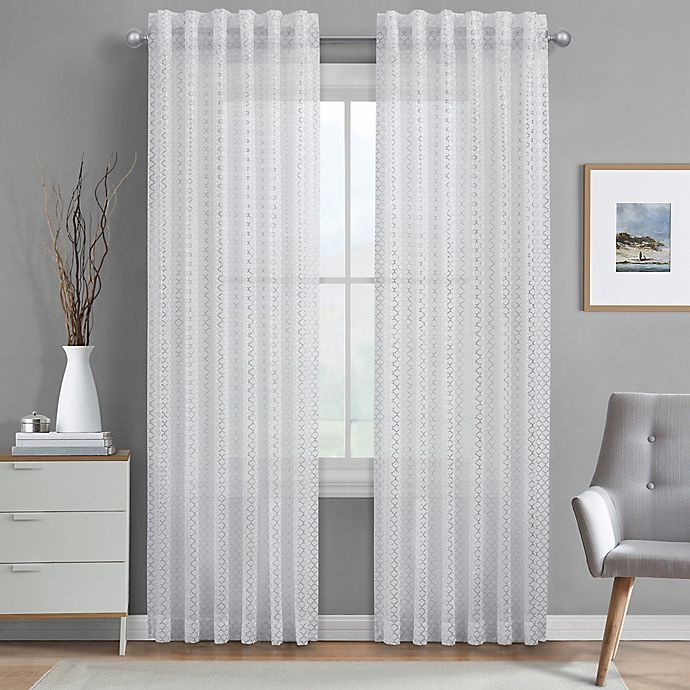 slide 1 of 2, J. Queen New York Alberta Sheer Rod Pocket Window Curtain Panel - White, 63 in