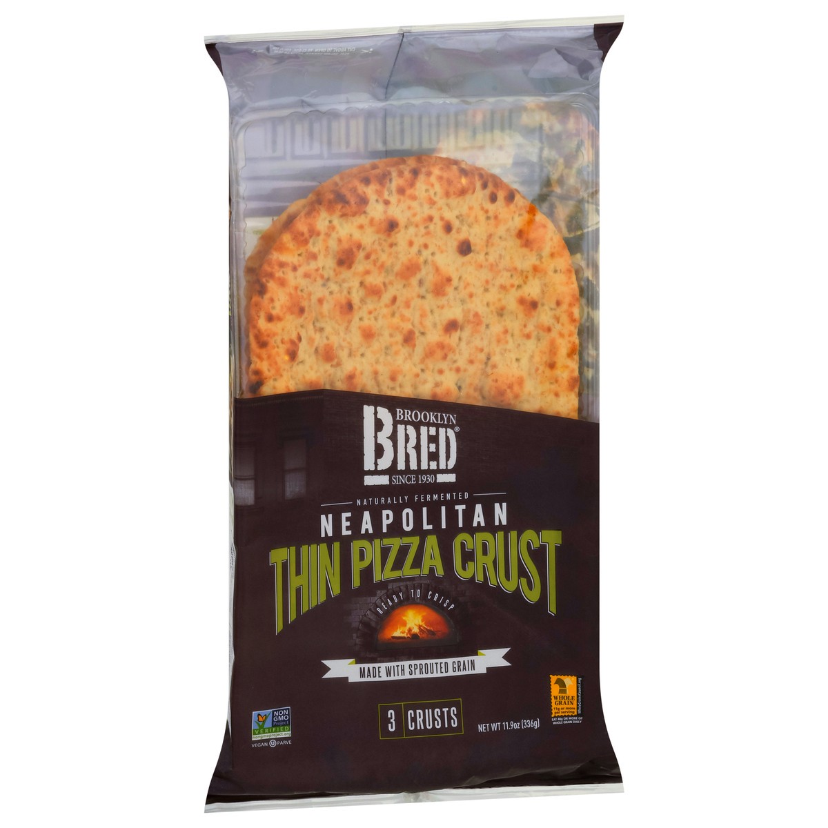 slide 6 of 9, Brooklyn Bread Thin Sprouted Grain Pizza Crust 3 ea, 3 ct