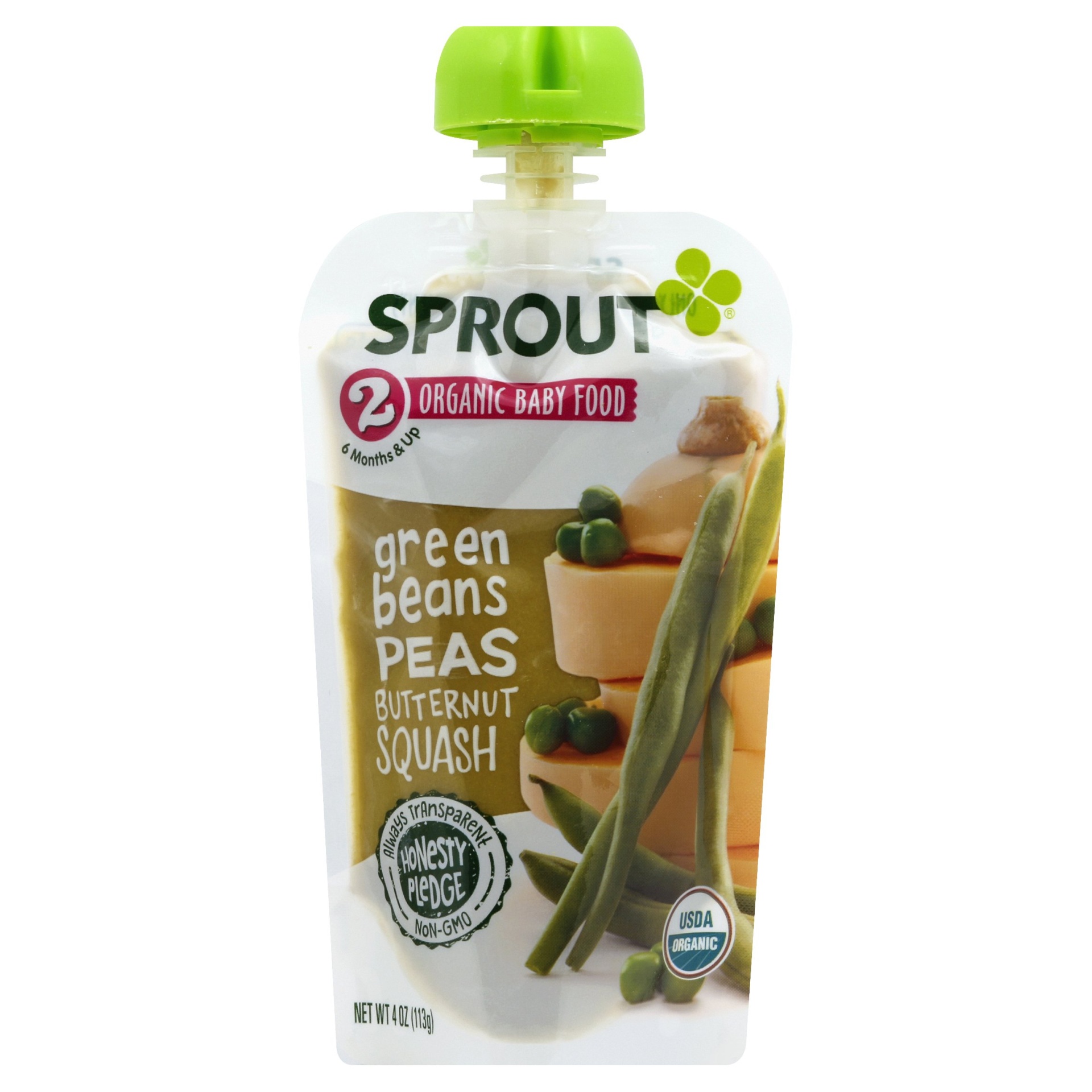 slide 1 of 6, Sprout Green Beans and Sweet Corn Organic Baby Food, 4 oz