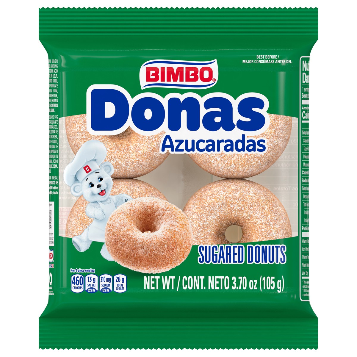 slide 1 of 7, Bimbo Donas Azucaradas SS 4 Ct 3.75 Oz, 3.7 oz