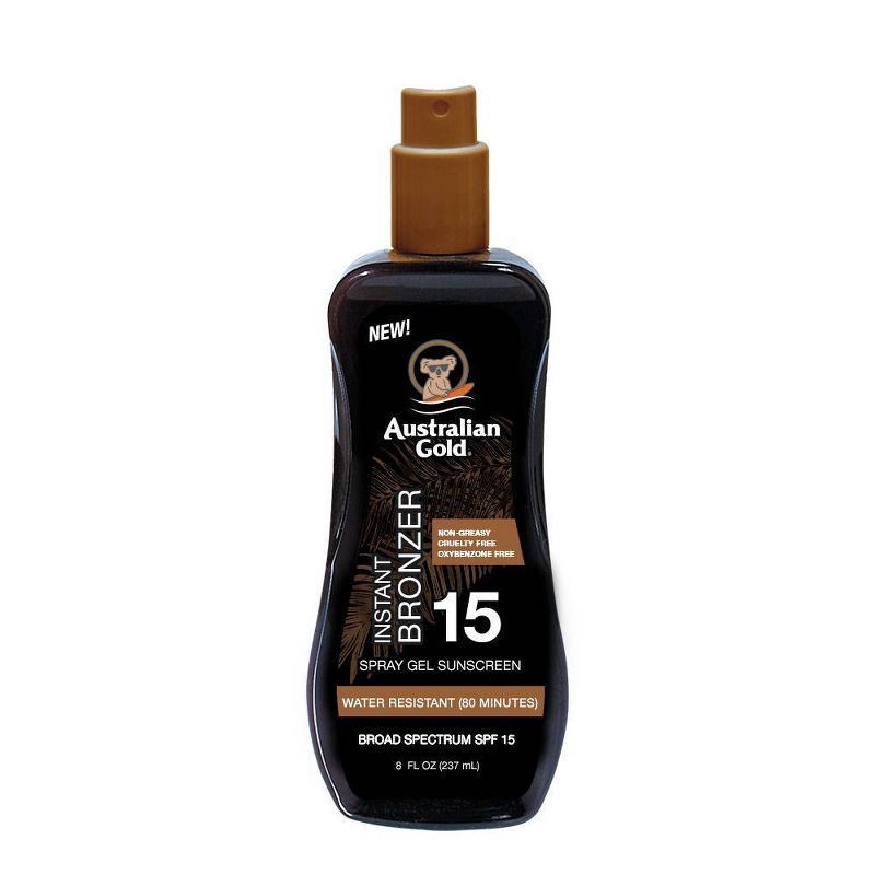 slide 1 of 3, Australian Gold Sunscreen Spray Gel with Instant Bronzer - SPF 15 - 8 fl oz, 8 fl oz