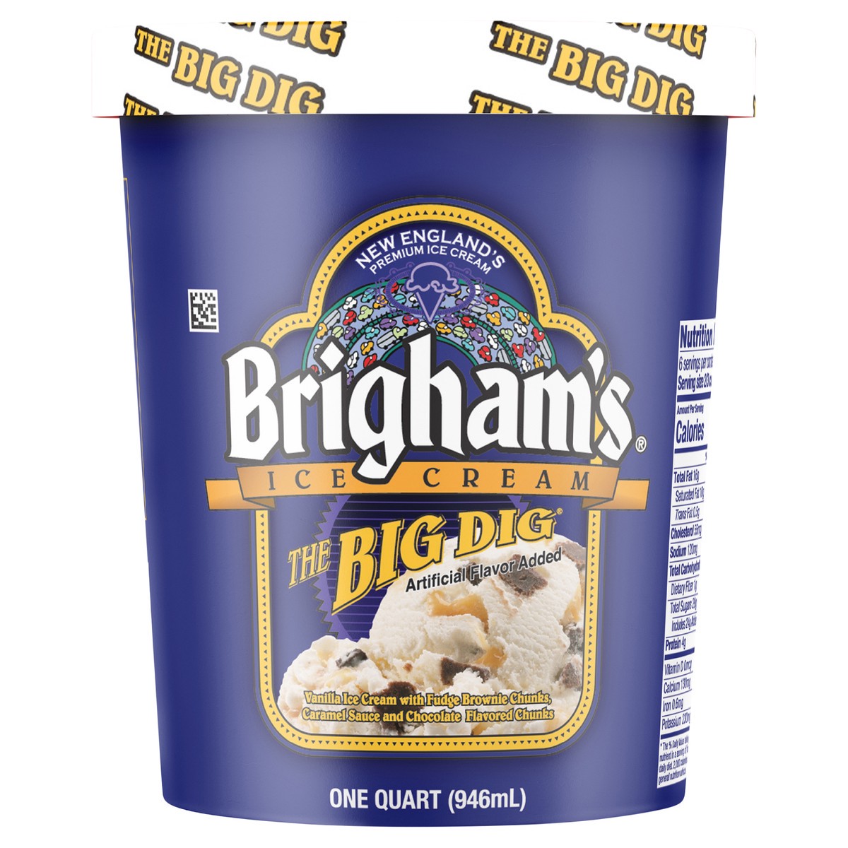 slide 1 of 8, Brigham's The Big Dig™ Ice Cream, 1 Quart, 1 qt