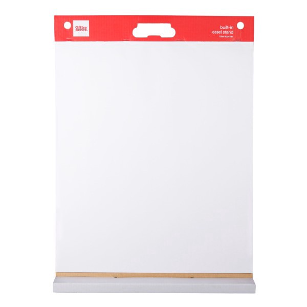 slide 4 of 4, Office Depot® Brand Easel Pad, 20"" x 23"", Tabletop with Built-In Stand, 25 Sheets, 30% Recycled, White, 1 ct