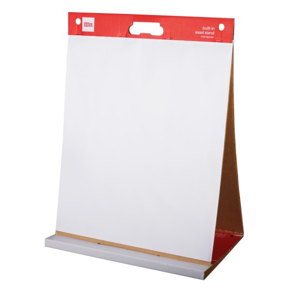 slide 3 of 4, Office Depot® Brand Easel Pad, 20"" x 23"", Tabletop with Built-In Stand, 25 Sheets, 30% Recycled, White, 1 ct