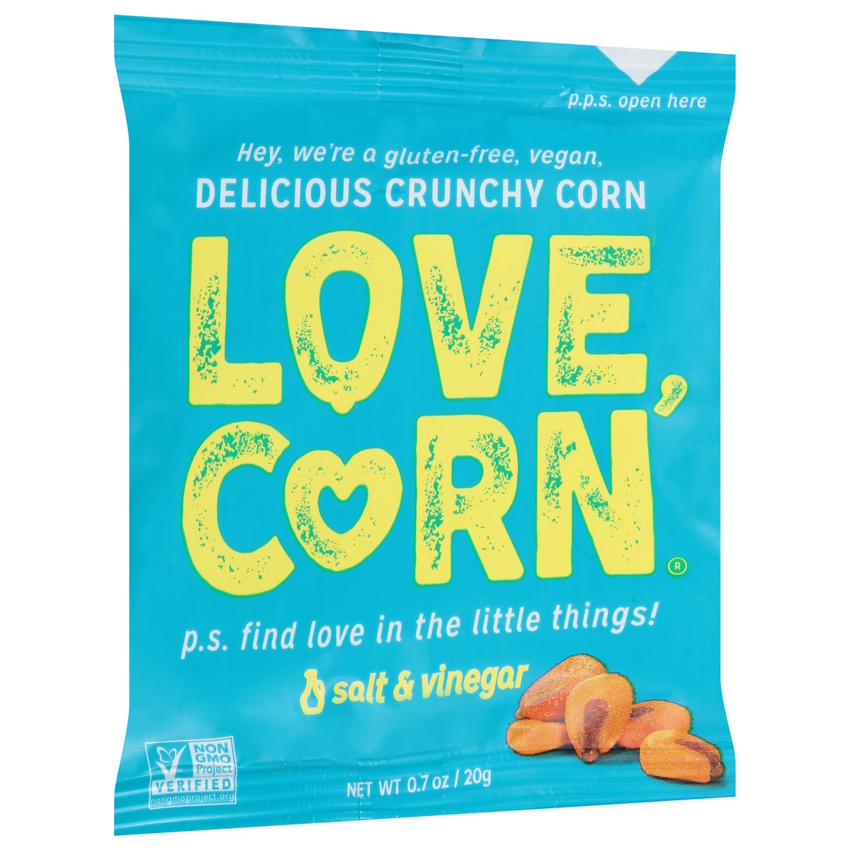 slide 2 of 9, LOVE CORN Salt & Vinegar Corn 0.7 oz, 0.7 oz