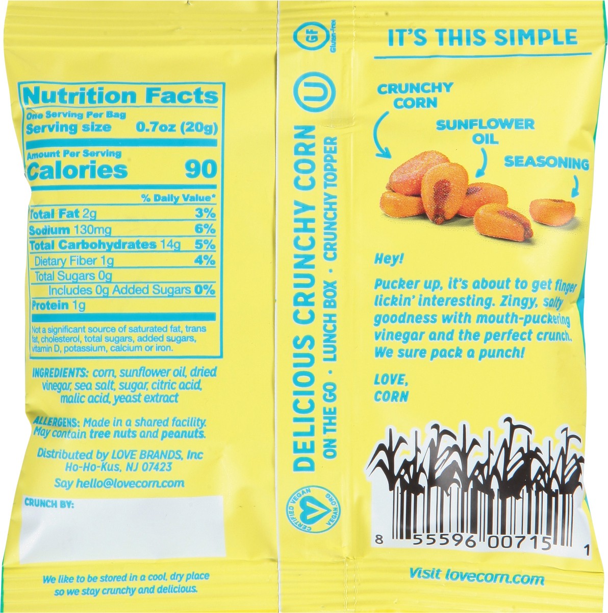 slide 5 of 9, LOVE CORN Salt & Vinegar Corn 0.7 oz, 0.7 oz