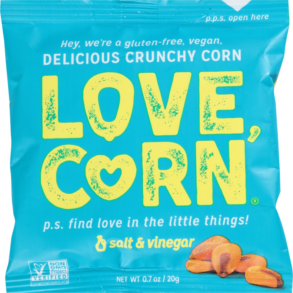 slide 6 of 9, LOVE CORN Salt & Vinegar Corn 0.7 oz, 0.7 oz