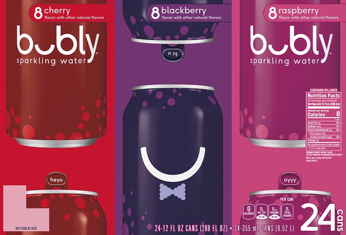 slide 6 of 13, bubly Sparkling Water Variety 12 Fl Oz 24 Count Can, 24 ct