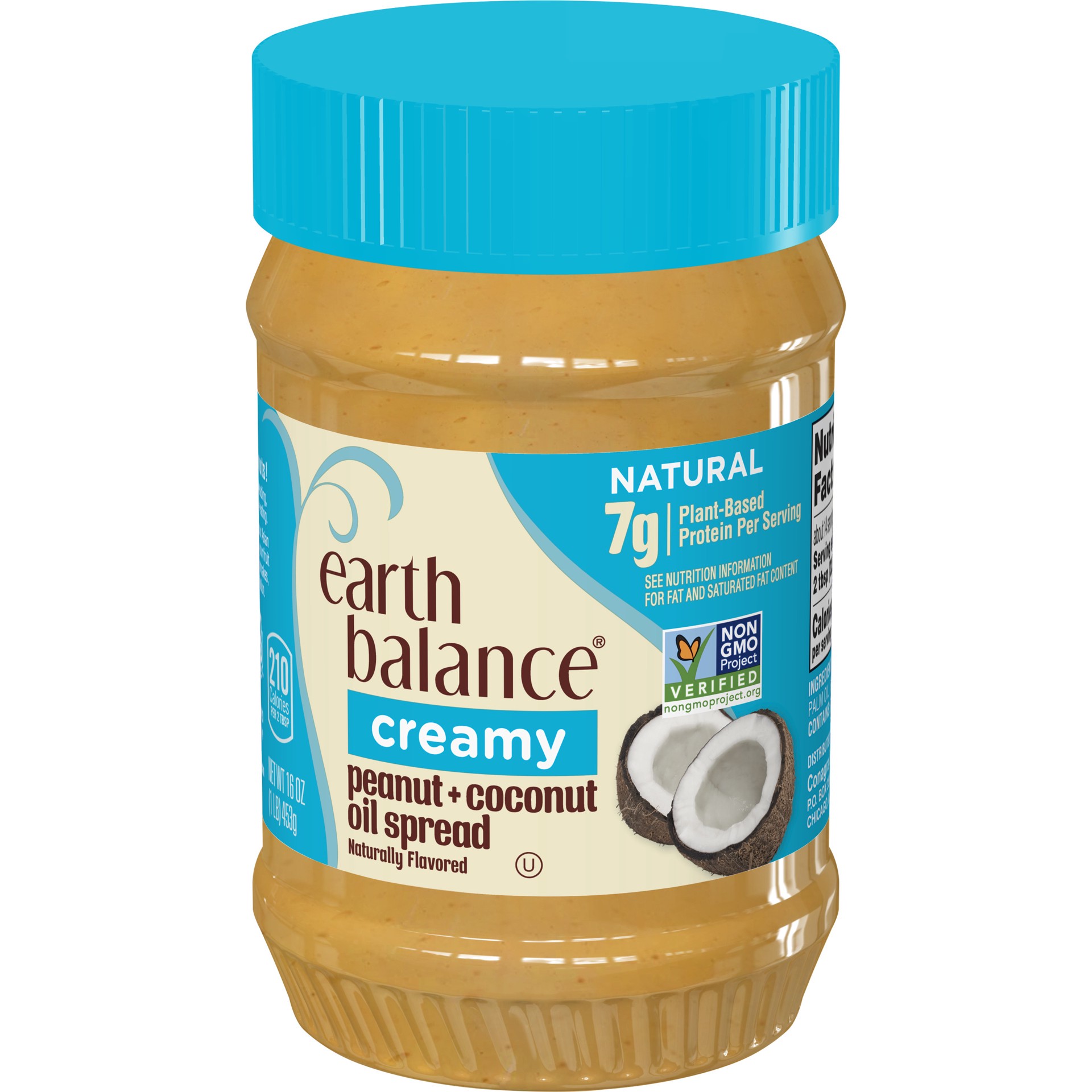 slide 1 of 1, Earth Balance Creamy Peanut + Coconut Spread 16 oz, 16 oz