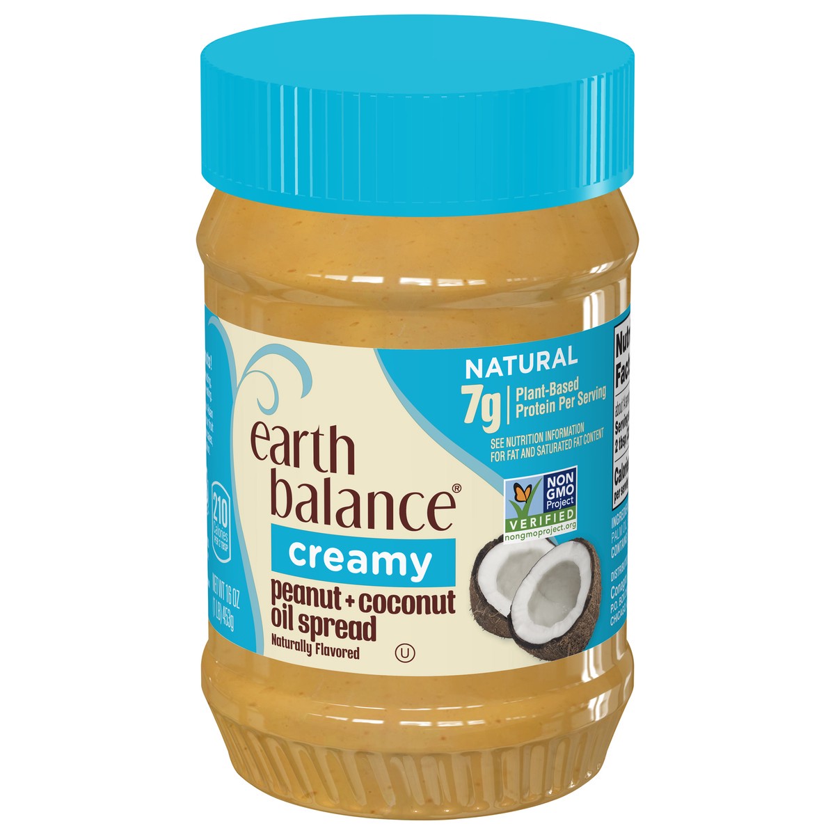 slide 1 of 1, Earth Balance Creamy Peanut + Coconut Spread 16 oz, 16 oz