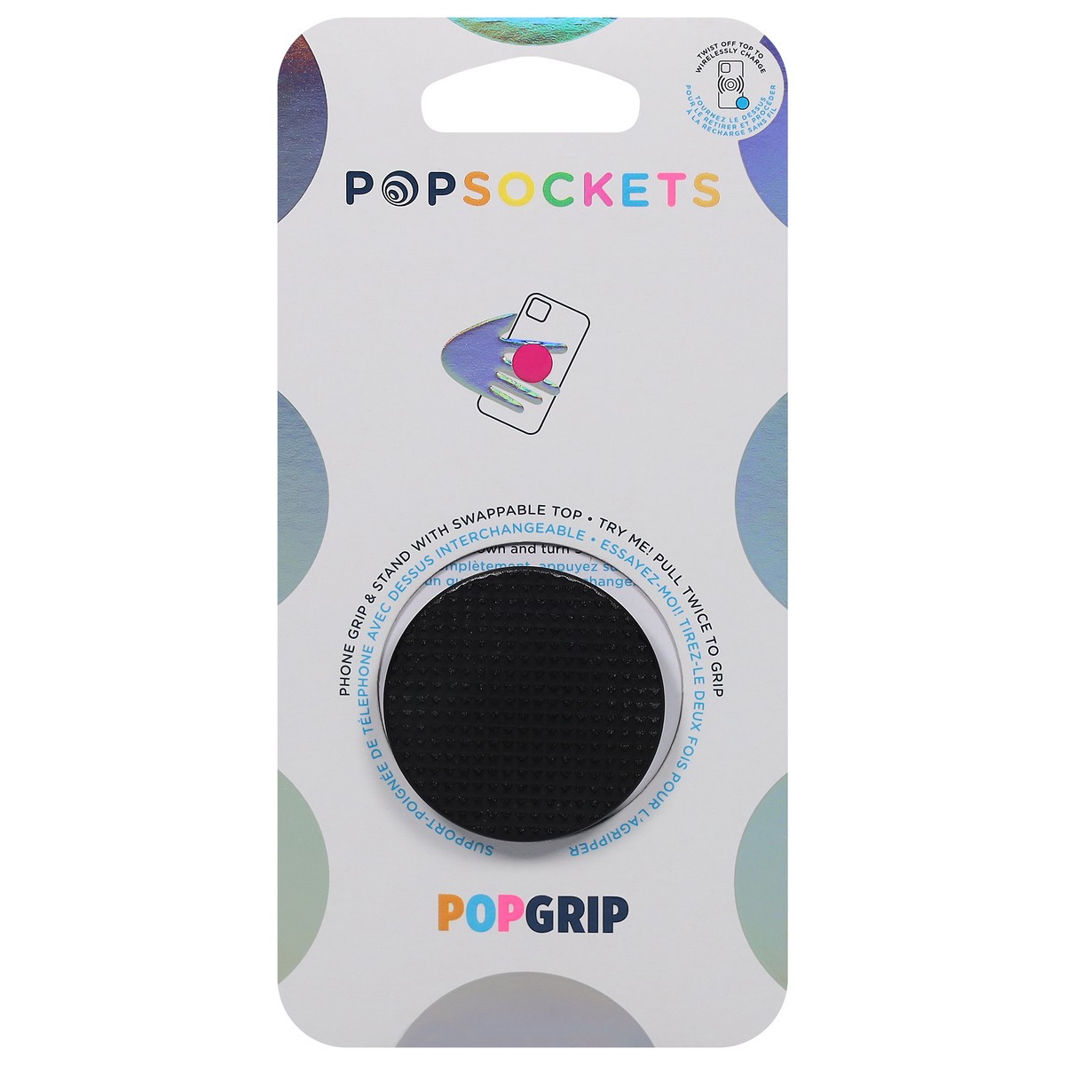 slide 3 of 11, PopSockets Black Knurled Texture PopGrip 1 ea, 1 ct