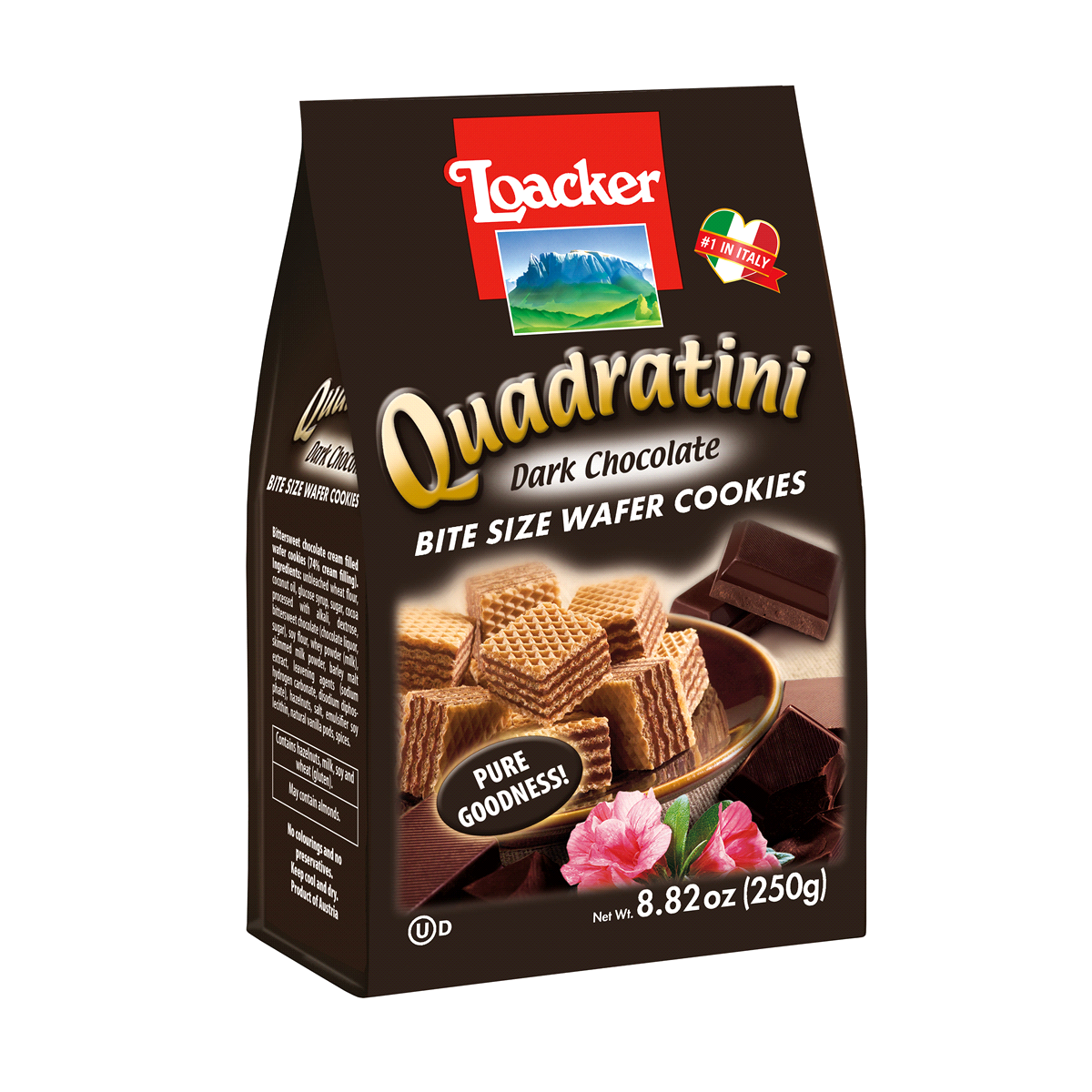 slide 1 of 1, Quadratini Bite Size Wafer Cookies Dark Chocolate, 8.8 oz