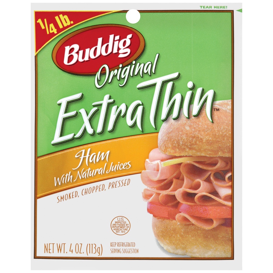 slide 1 of 1, Buddig Lunch Meat Ham, 4 oz