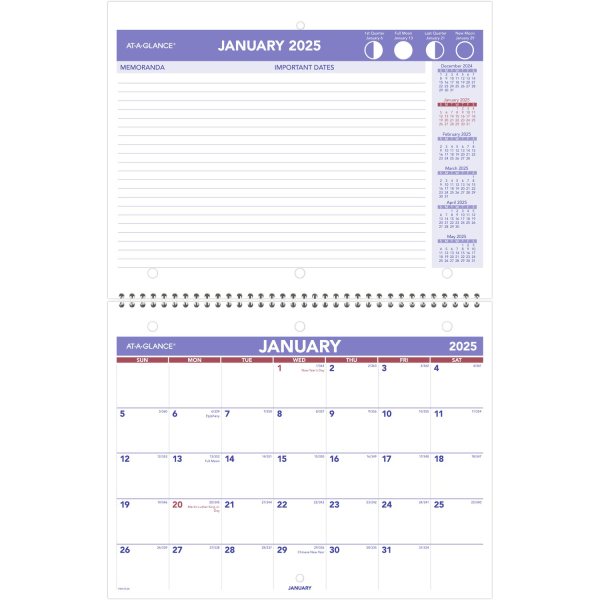 slide 1 of 1, 2025 At-A-Glance Monthly Desk Wall Calendar, 11"" X 8-1/2"", Traditional, January 2025 To December 2025, Pm17028, 1 ct