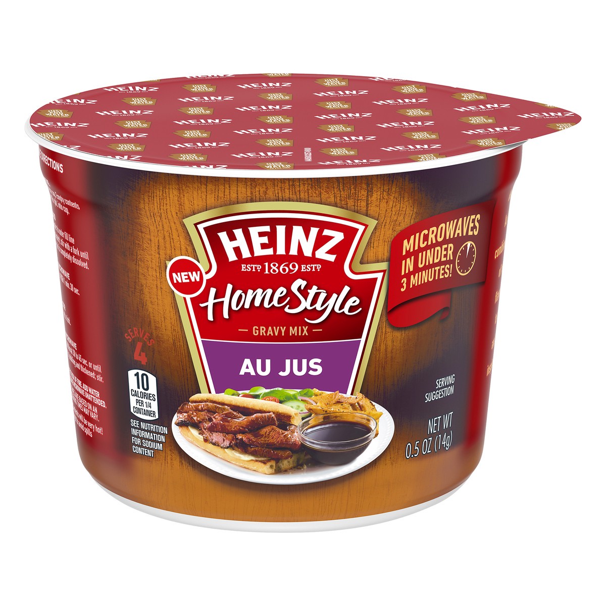 slide 11 of 13, Heinz Home Style Au Jus Gravy Mix, 0.5 oz Microwavable Cup, 0.5 oz