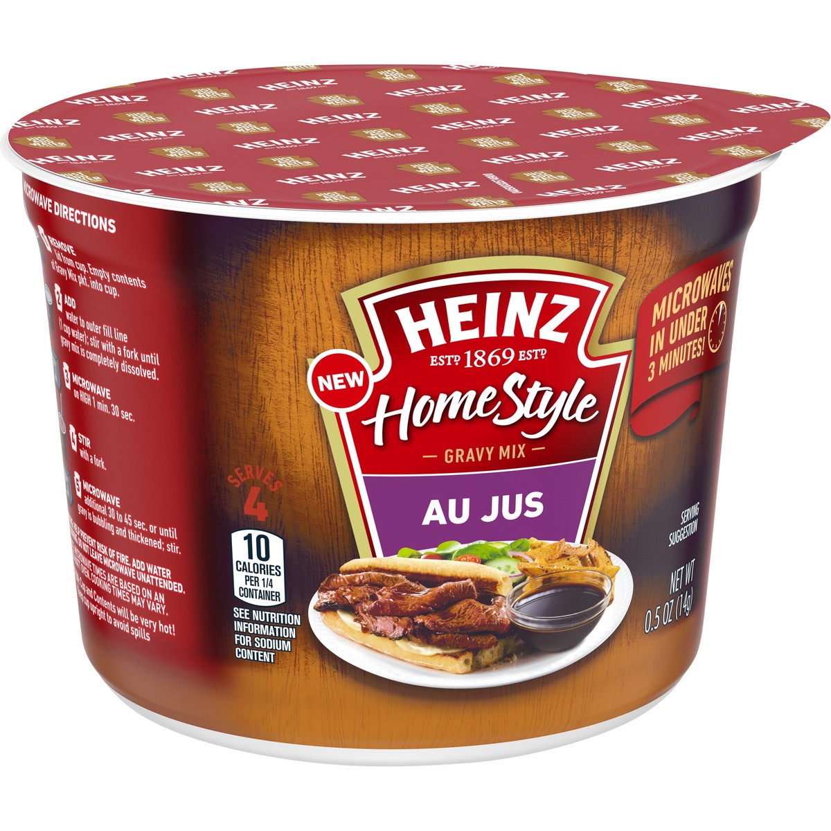 slide 12 of 13, Heinz Home Style Au Jus Gravy Mix, 0.5 oz Microwavable Cup, 0.5 oz