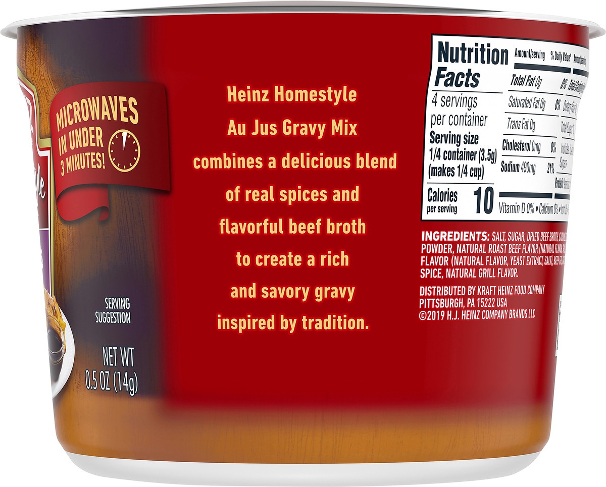 slide 6 of 13, Heinz Home Style Au Jus Gravy Mix, 0.5 oz Microwavable Cup, 0.5 oz