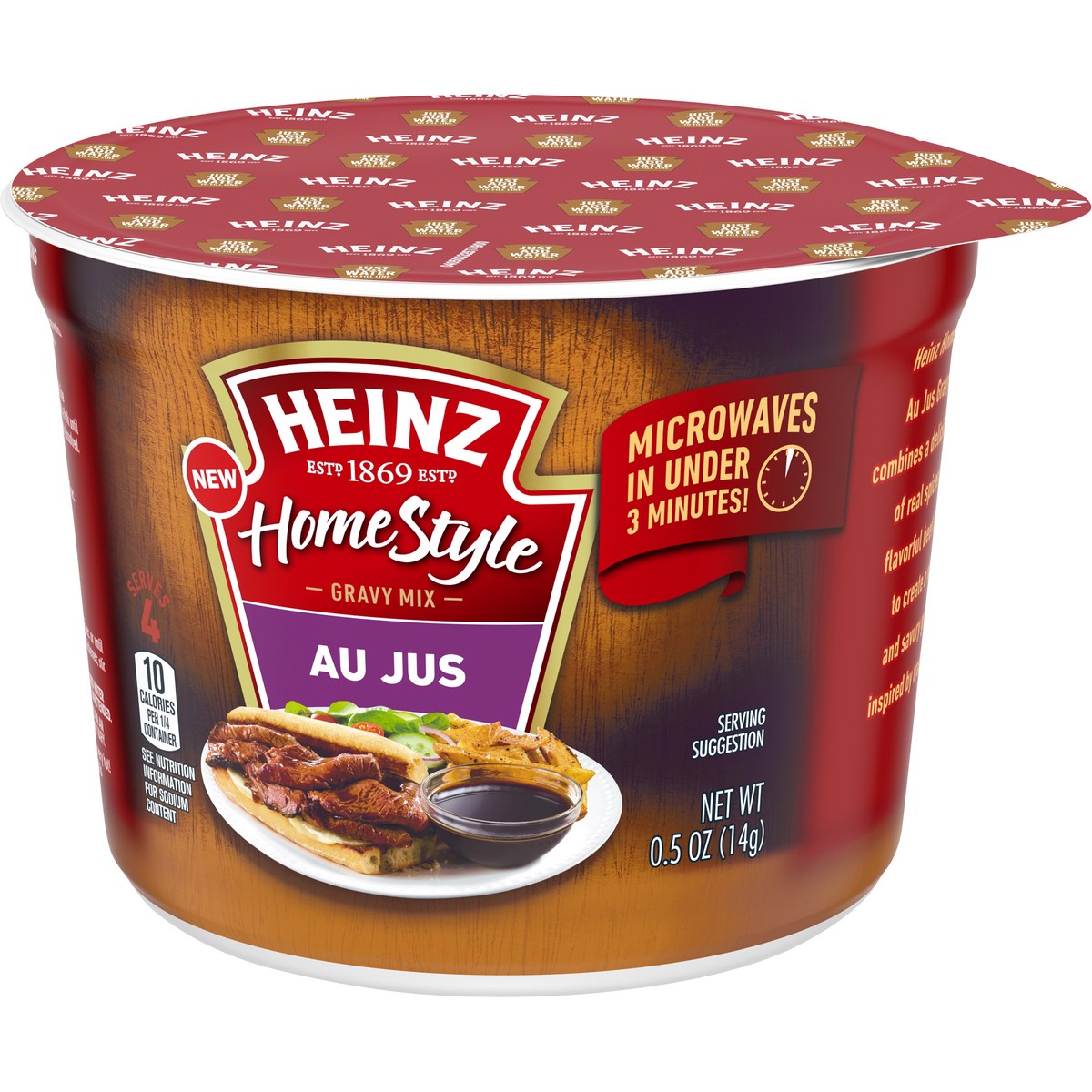 slide 8 of 13, Heinz Home Style Au Jus Gravy Mix, 0.5 oz Microwavable Cup, 0.5 oz