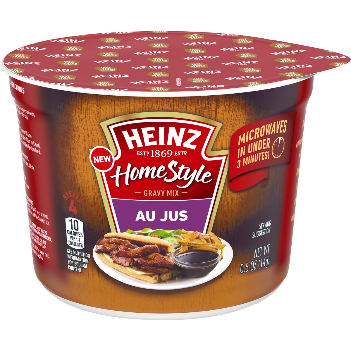 slide 1 of 13, Heinz Home Style Au Jus Gravy Mix, 0.5 oz Microwavable Cup, 0.5 oz