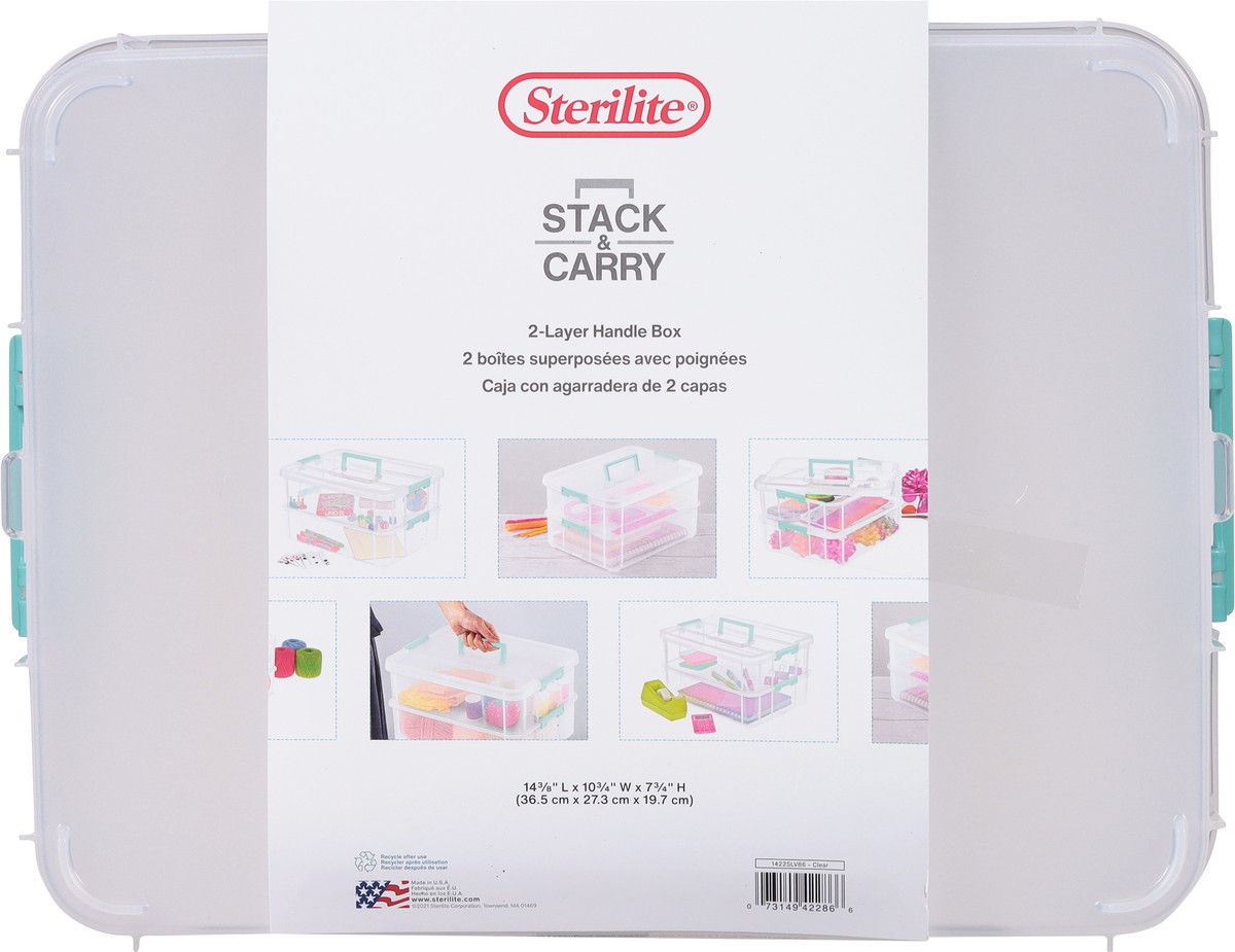 slide 5 of 9, Sterilite Clear Stack & Carry 2-Layer Handle Box 1 ea, 1 ct