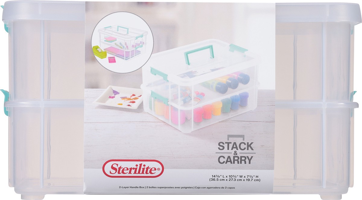 slide 2 of 9, Sterilite Clear Stack & Carry 2-Layer Handle Box 1 ea, 1 ct