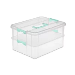 Sterilite Clear Stack & Carry 2-Layer Handle Box 1 ea