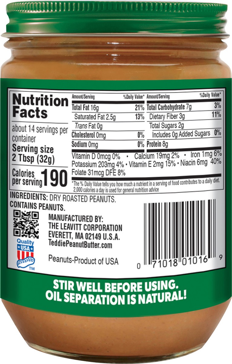 slide 6 of 11, Teddie Natural Super Chunky Unsalted Peanut Butter, 16 oz