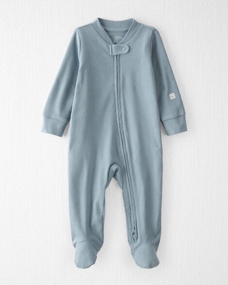 slide 1 of 4, Littleplanet Baby Organic Cotton Sleep & Play Pajamas in Blue Blue Creek 6M, 1 ct