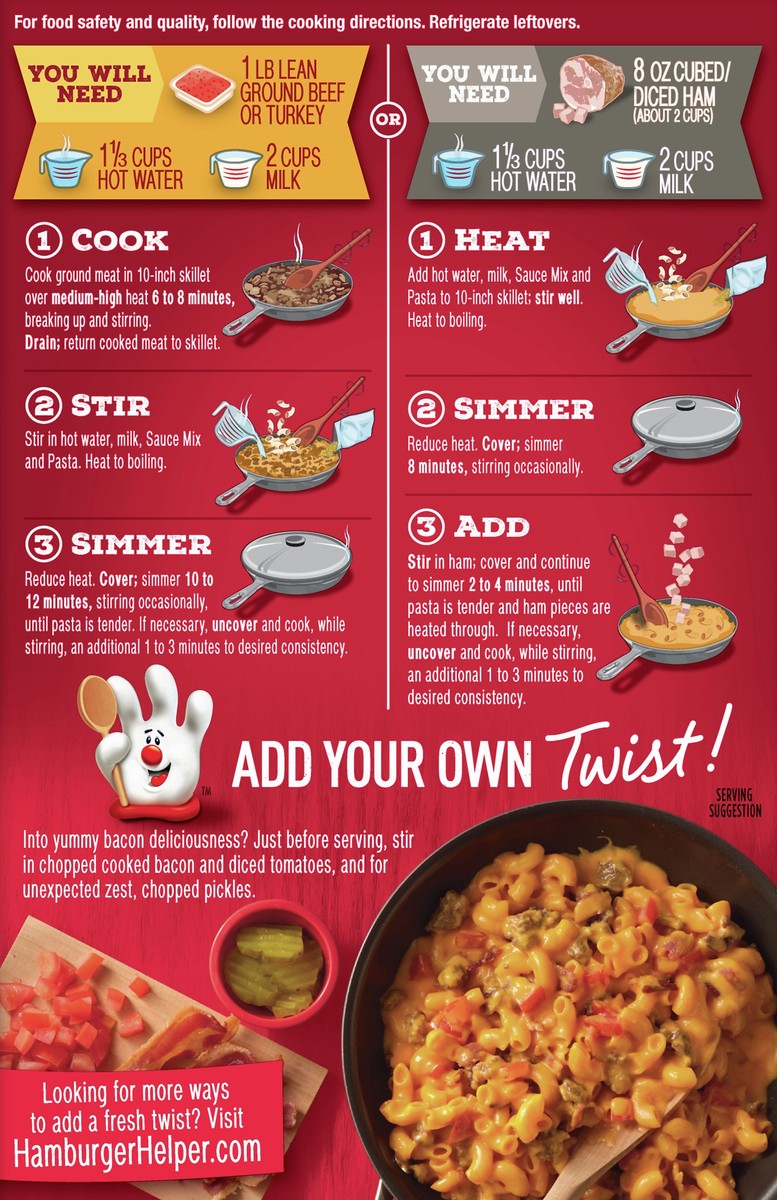 slide 3 of 12, Hamburger Helper Double Cheeseburger Macaroni Pasta & Cheesy Sauce Mix 6 oz, 6 oz