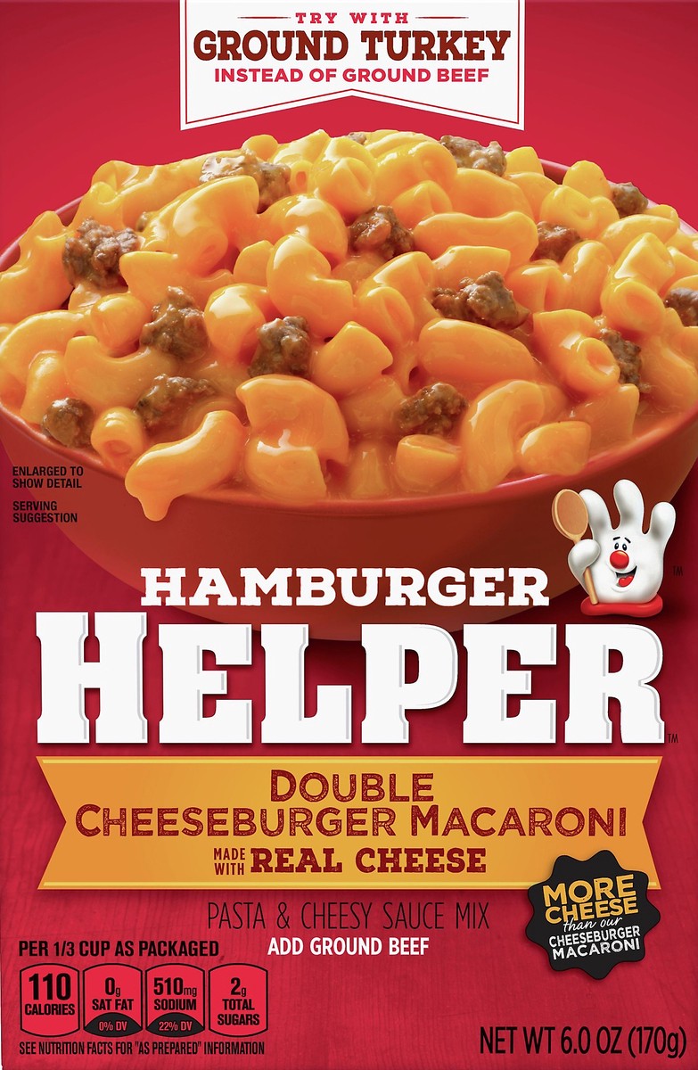 slide 1 of 12, Hamburger Helper Double Cheeseburger Macaroni Pasta & Cheesy Sauce Mix 6 oz, 6 oz