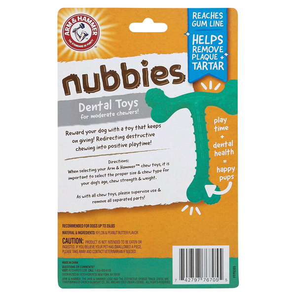 slide 4 of 5, Arm & Hammer Nubbies Tribone Dental Toy, 1 ct