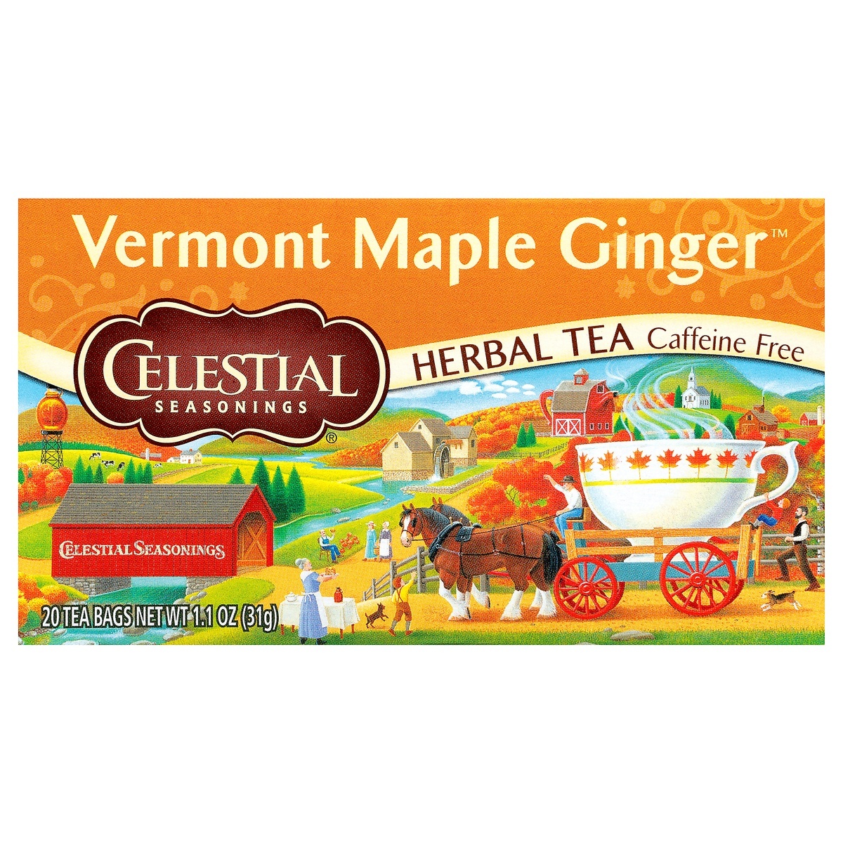 slide 1 of 8, Celestial Seasonings Vermont Maple Ginger Caffeine Free Herbal Tea Bags 20 ct Box, 